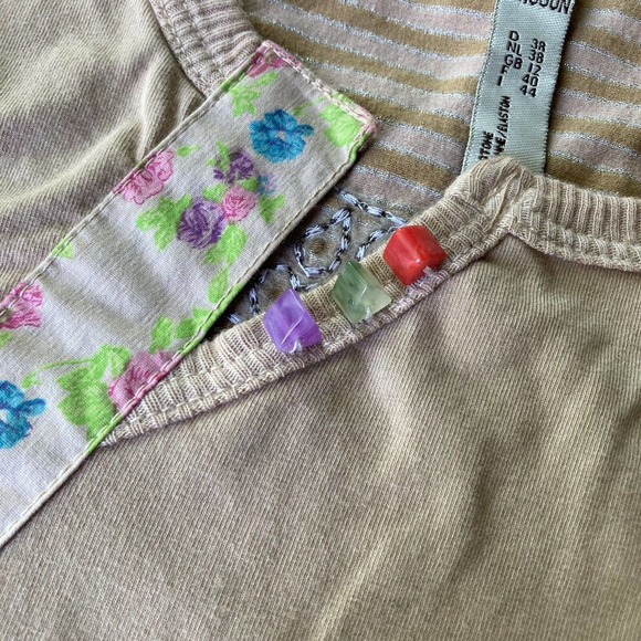 Waggon Womens Top Sz Med Colorful Beaded Gems Embroidered Floral Peace RARE - Picture 5 of 11